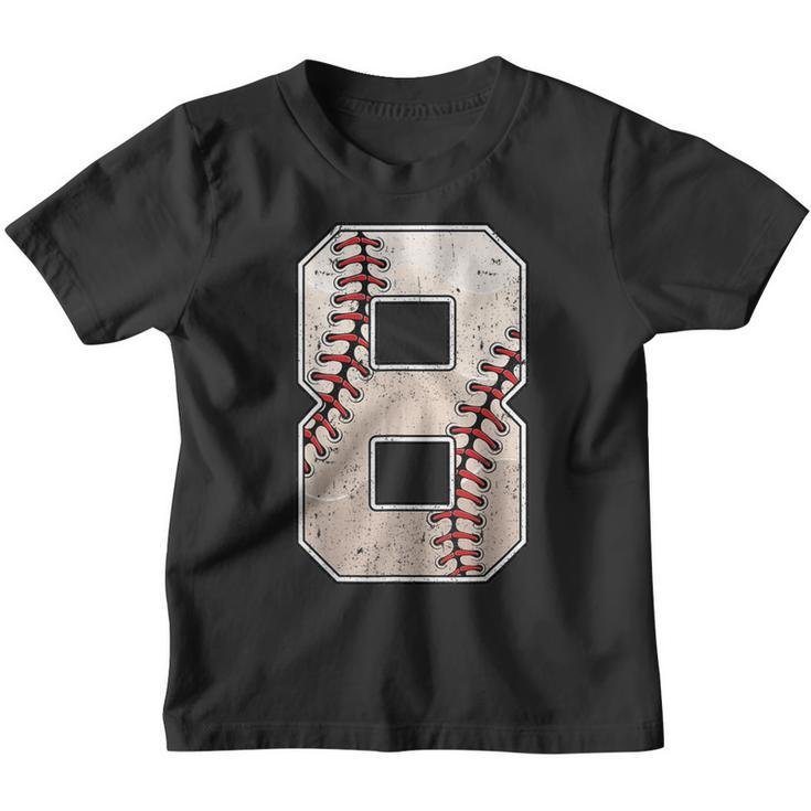 8Th Birthday Baseball Big Number Eight 8 Year Old Boy Girl  V5 Youth T-shirt