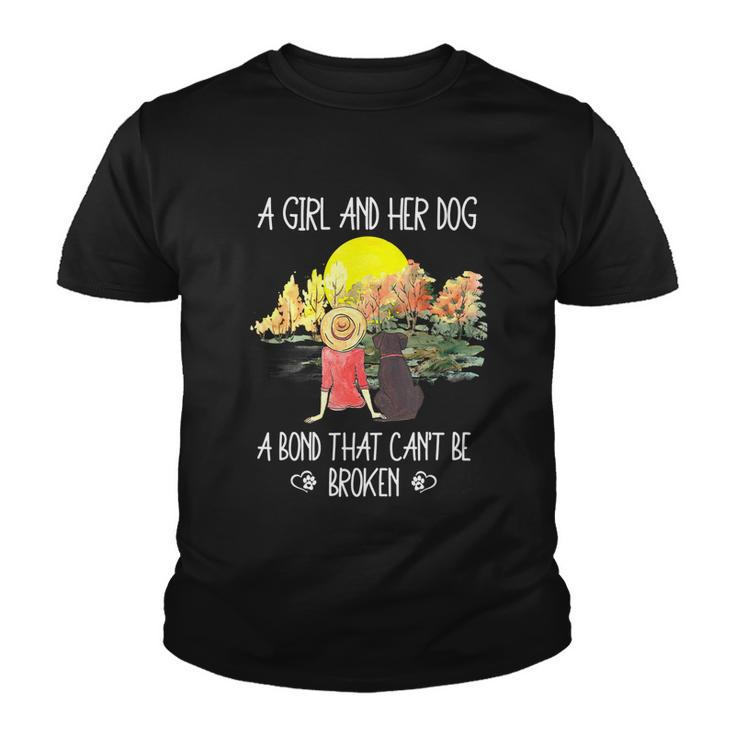 A Girl And Her Dog A Bond That Cant Be Broken Cute Graphic Design Printed Casual Daily Basic Youth T-shirt