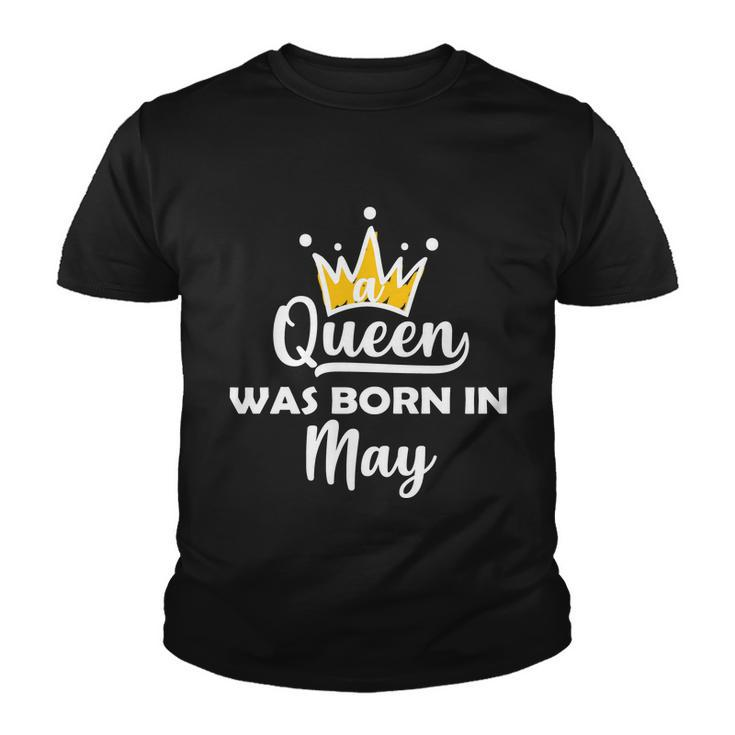 A Queen Was Born In May Birthday Graphic Design Printed Casual Daily Basic Youth T-shirt