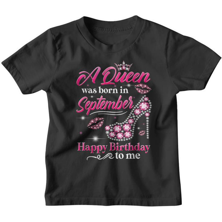 A Queen Was Born In September Birthday To Me Diamond Crown  Youth T-shirt