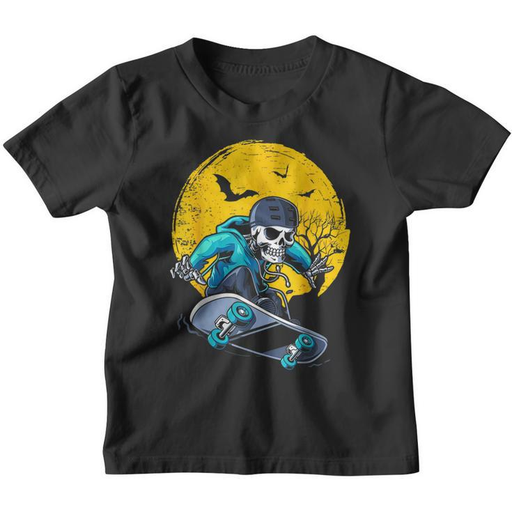 A Skeleton Skateboard Playing Cruiser Skateboard Pumpkins  Youth T-shirt