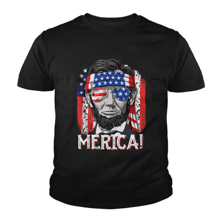 Abraham Lincoln 4Th Of July Merica Men Women American Flag Youth T-shirt