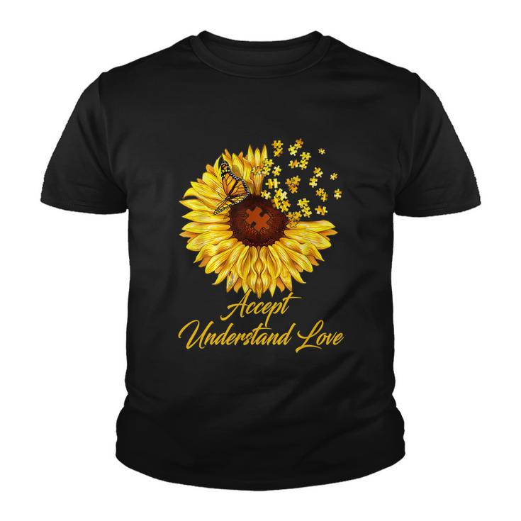 Accept Understand Love Sunflower Autism Tshirt Youth T-shirt