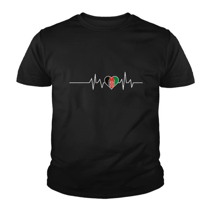 Afghanistan Heart Pulse Flag Youth T-shirt