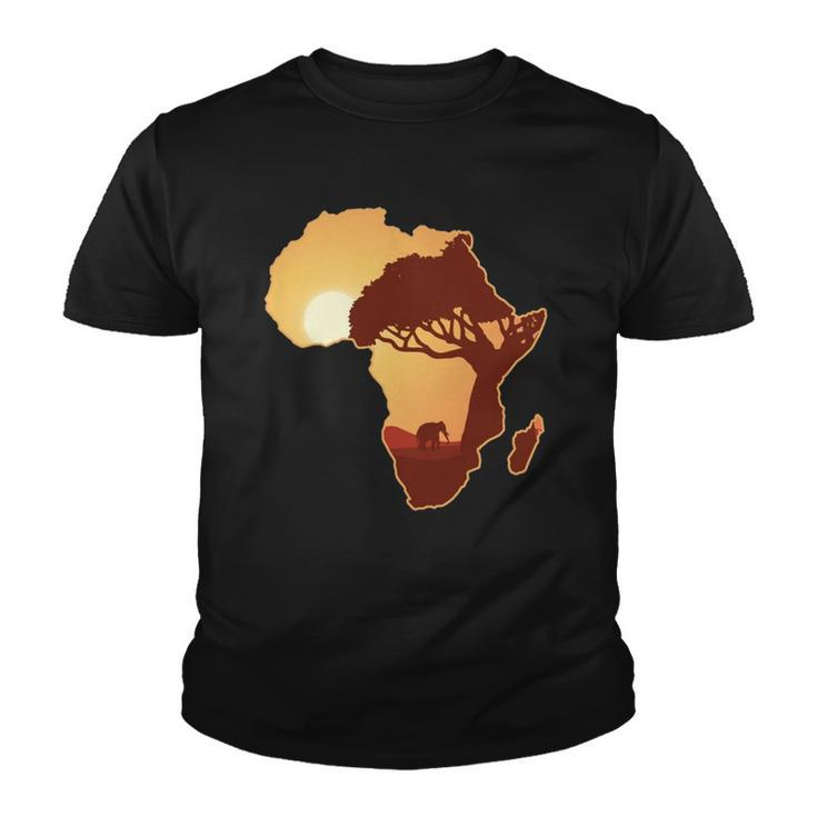 Africa Elephant Map African Safari  Youth T-shirt