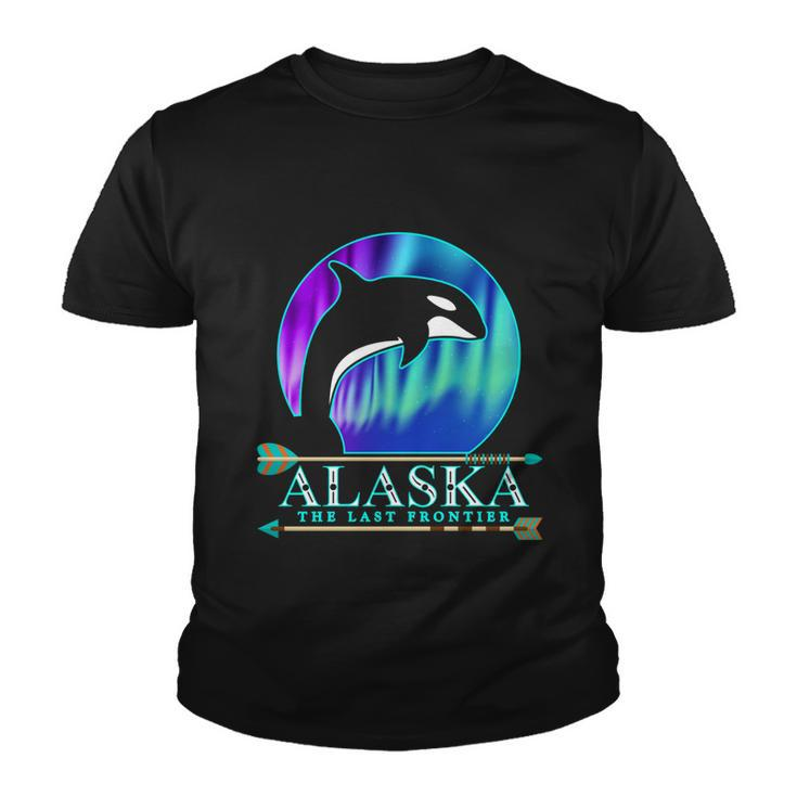 Alaska State Pride Alaska Northern Lights Alaskan Orca Whale Youth T-shirt