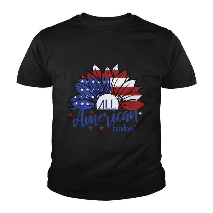 All American Babe Sunflower American Flag 4Th Of July Youth T-shirt