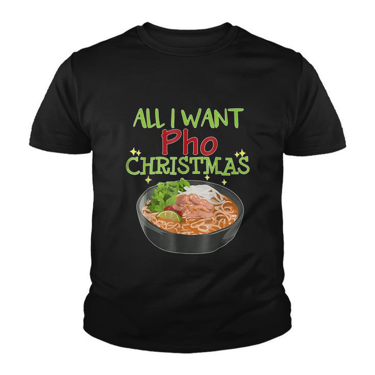 All I Want Pho Christmas Vietnamese Cuisine Bowl Noodles Graphic Design Printed Casual Daily Basic Youth T-shirt
