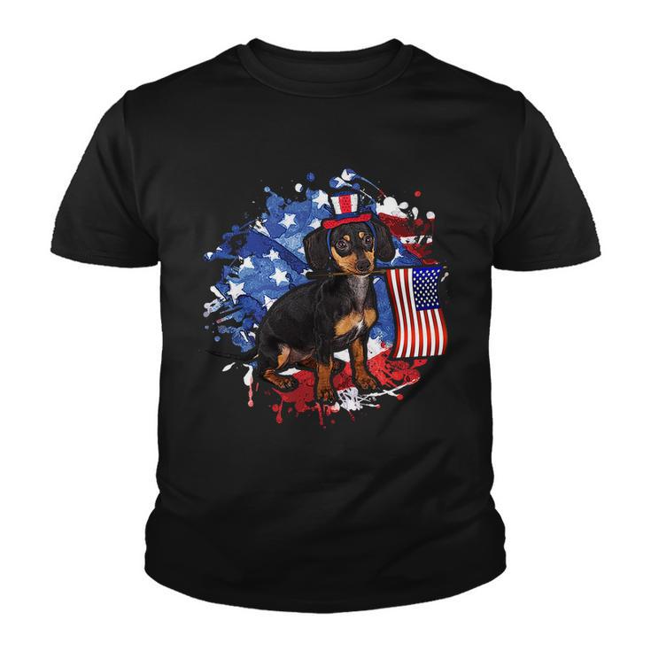 American Flag Dachshund Dog Cool Youth T-shirt