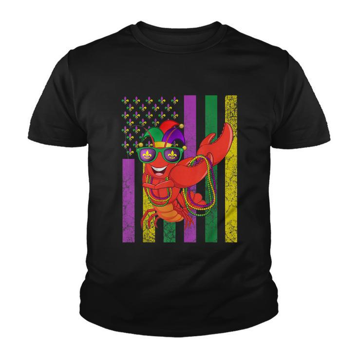 American Flag Mardi Gras Crawfish Dabbing Youth T-shirt