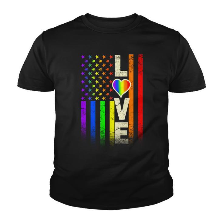 American Love Gay Pride Rainbow Flag Tshirt Youth T-shirt