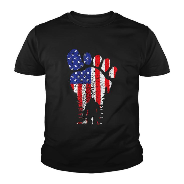 American Usa Flag Bigfoot Sasquatch Patriotic 4Th Of July Youth T-shirt