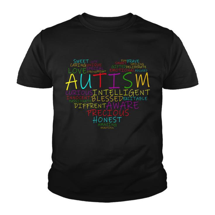 Autism Awareness Heart Words Of Love Youth T-shirt