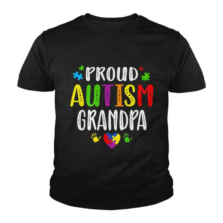 Autism Awareness Proud Autism Grandpa Hand Heart Puzzle Men Tshirt Youth T-shirt