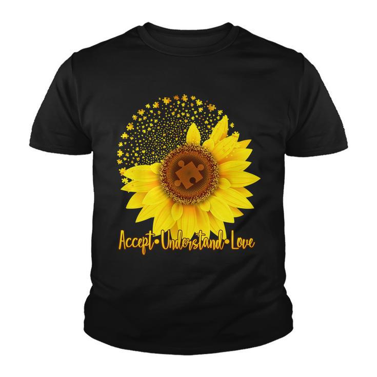 Autism Awareness Sunflower Puzzle Youth T-shirt