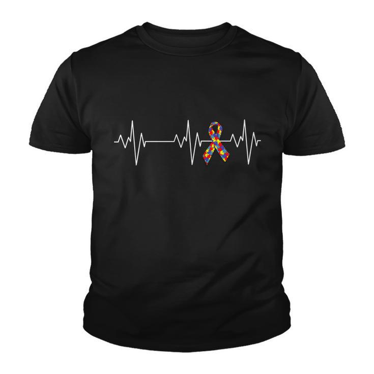 Autism Ribbon Heartbeat Pulse Youth T-shirt