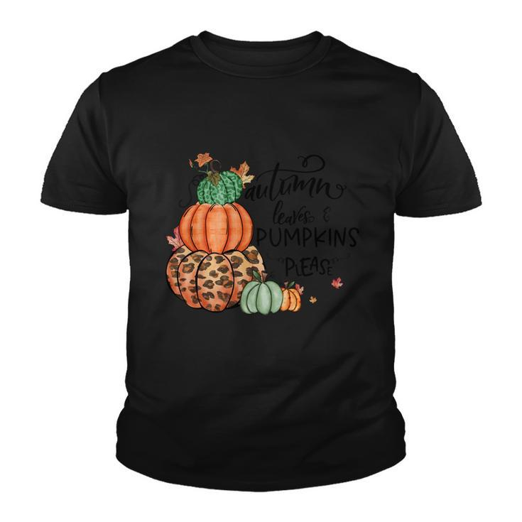 Autumn Leaves Pumpkins Please Thanksgiving Quote V2 Youth T-shirt