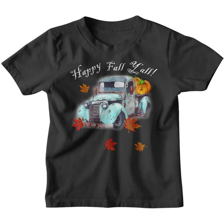 Autumn Quote Happy Fall Yall Cute Old Truck & Pumpkins Fall  Youth T-shirt