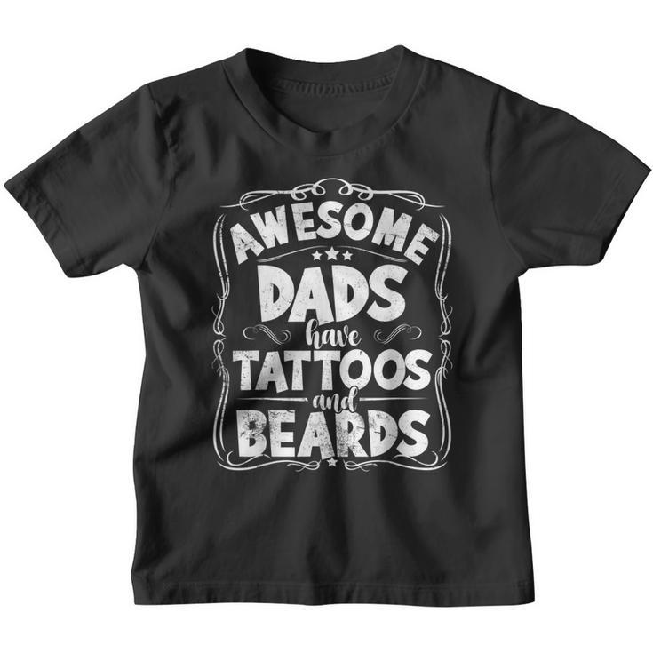 Awesome Dads Have Tattoos And Beards Funny Fathers Day  Youth T-shirt