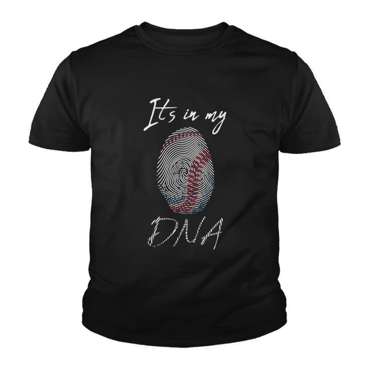 Back Baseball Its In My Dna Fingerprint Is Softball Players Gift Youth T-shirt