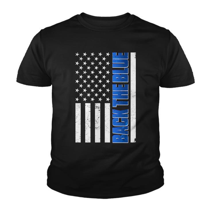 Back The Blue Thin Blue Line Us Flag Youth T-shirt