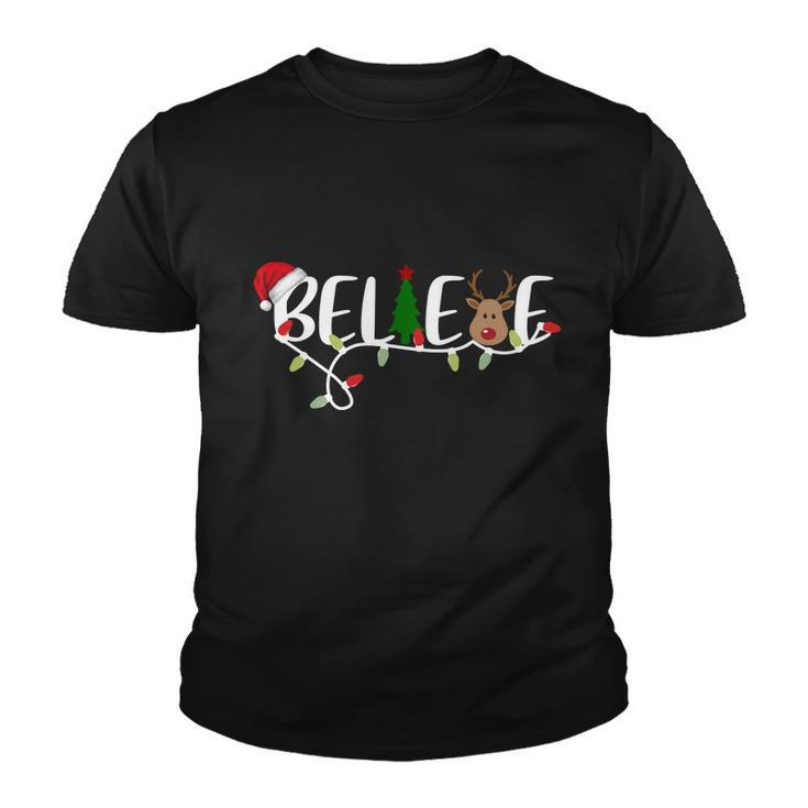 Believe Santa Claus Reindeer Christmas Festive Tshirt Youth T-shirt