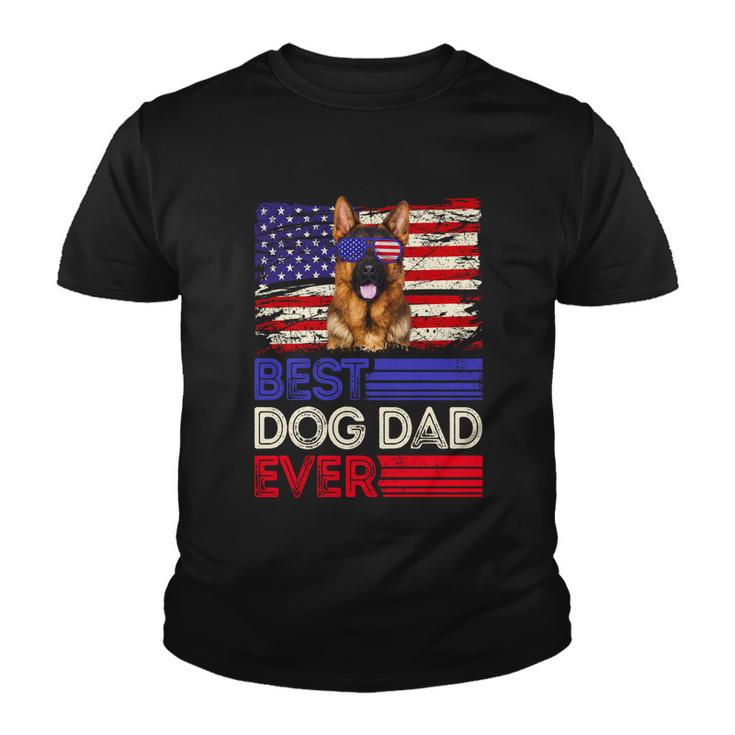 Best German Shepherd Dad Ever American Flag Patriotic Gift Youth T-shirt