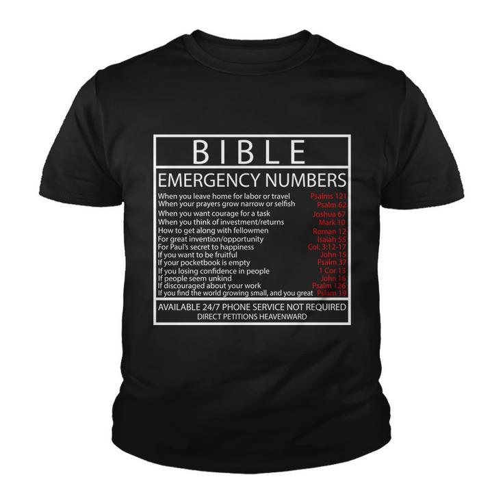 Bible Emergency Hotline Numbers Youth T-shirt