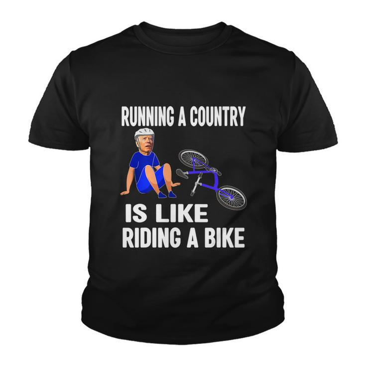 Biden Falls Off Bike Joe Biden Falling Off His Bicycle Funny Meme Youth T-shirt