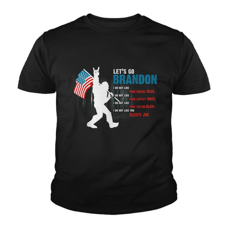 Biden Funny Bigfoot Sayings Usa Flag For Sasquatch Believe Youth T-shirt