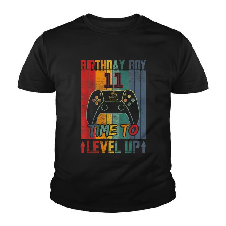 Birthday Boy 11 Time To Level Up 11 Birthday 11 Year Old Cool Gift Youth T-shirt