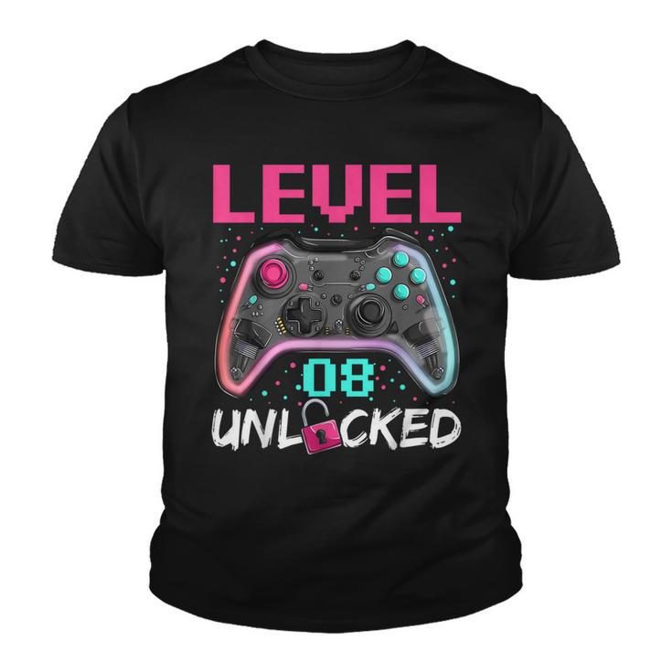 Birthday Boy Level 8 Unlocked  8 Years Old Gamer Boy  Youth T-shirt