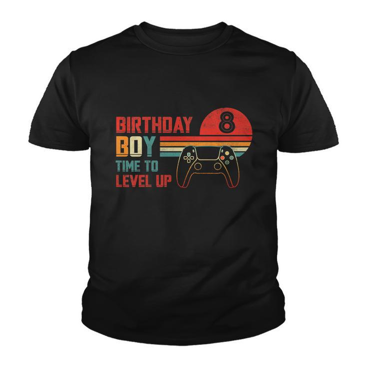 Birthday Gamer Apparel Collectionskids Birthday Boy 8 Time To Level Up Vintage  Youth T-shirt