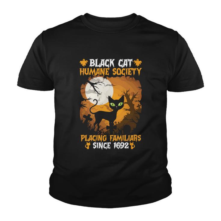 Black Cat Humane Society Placing Familiars Halloween Quote Youth T-shirt