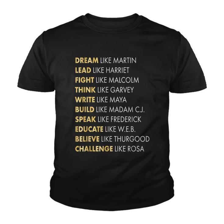 Black History Gifts Dream Like Martin Youth T-shirt