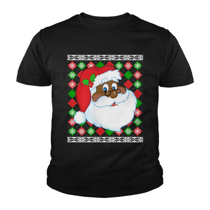 Black Santa Claus Ugly Christmas Sweater Youth T-shirt