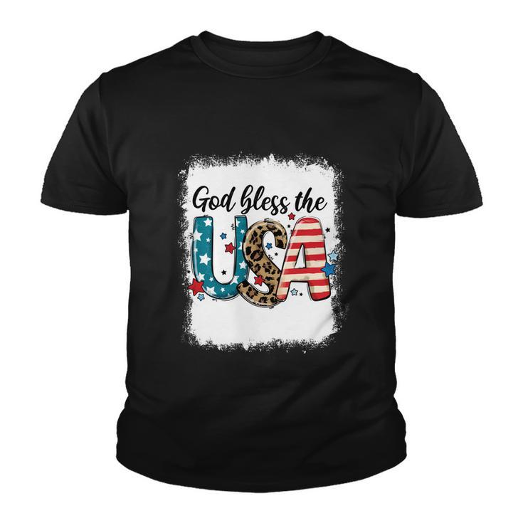 Bleached 4Th July God Bless The Usa Patriotic American Flag Gift Youth T-shirt