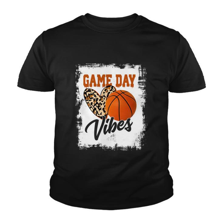 Bleached Game Day Vibes Basketball Fan Mom Grandma Auntie Cute Gift Youth T-shirt