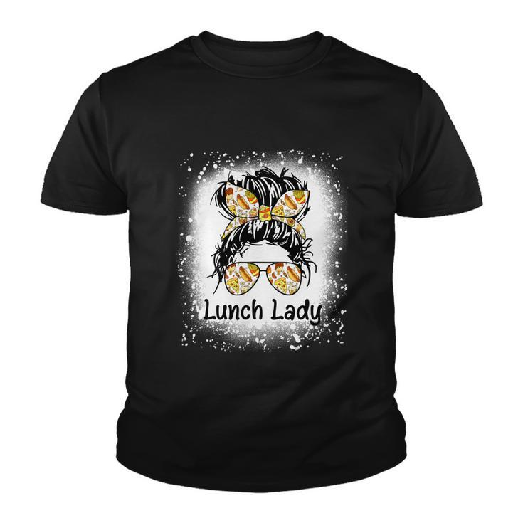 Bleached Lunch Lady Messy Hair Woman Bun Lunch Lady Life Gift V2 Youth T-shirt