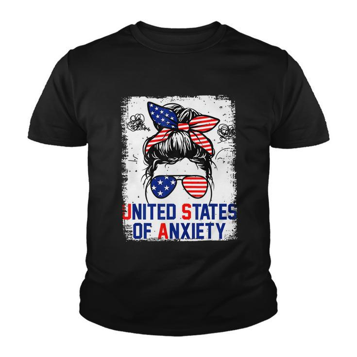 Bleached Messy Bun Funny Patriotic United States Anxiety Youth T-shirt