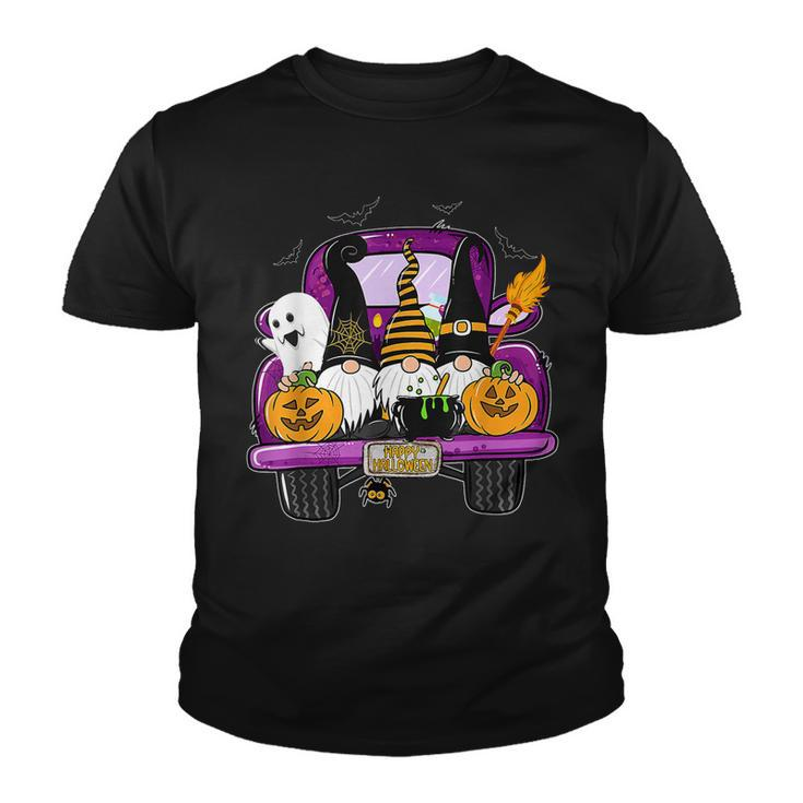 Boo Pumpkin Witch Gnomes In Halloween Truck Funny Holiday  Youth T-shirt