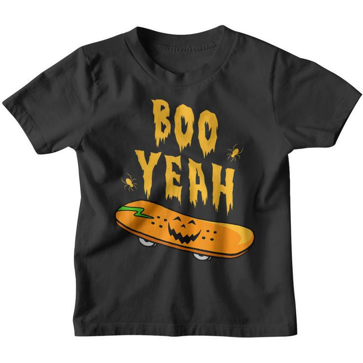 Boo Yeah Skateboard Halloween Spider Skateboard Cute   Youth T-shirt