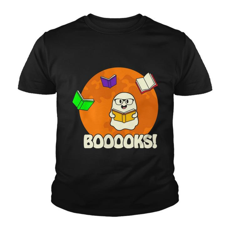Booooks Ghost Boo Halloween Quote Youth T-shirt