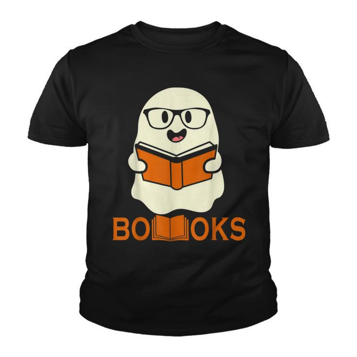Booooks Ghost Boo Read Books Library Teacher Halloween Cute  V3 Youth T-shirt