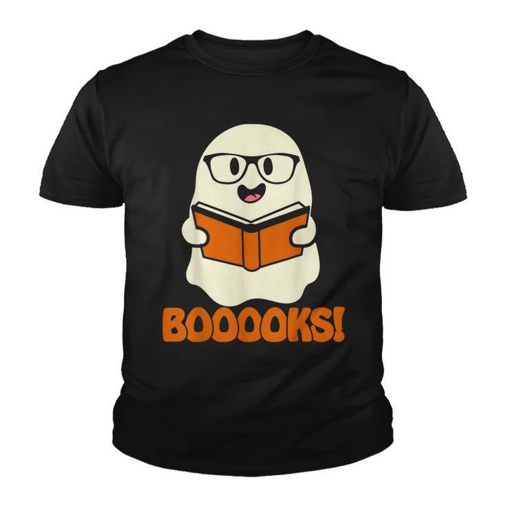 Booooks Ghost Boo Read Books Library Teacher Halloween Cute  V4 Youth T-shirt