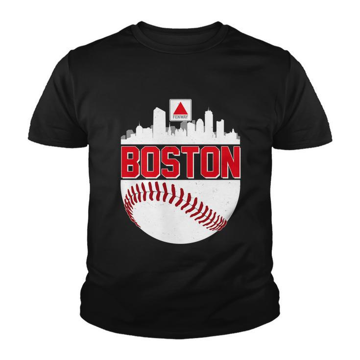 Boston Skyline Fenway Baseball Sports Logo Tshirt Youth T-shirt