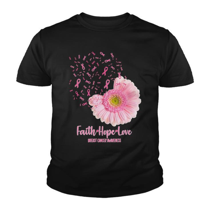 Breast Cancer Awareness Flowers Ribbons Youth T-shirt