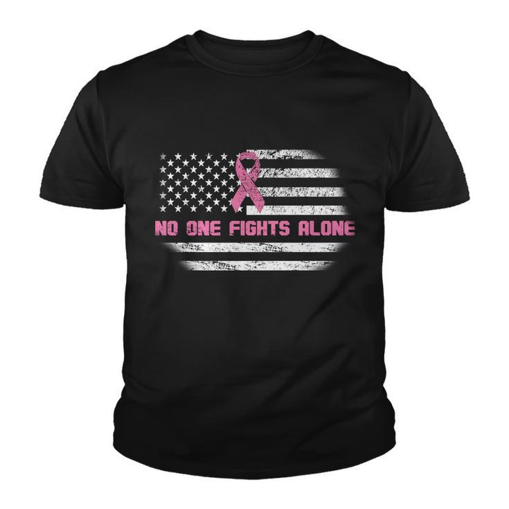 Breast Cancer Flag No One Fights Alone Tshirt Youth T-shirt