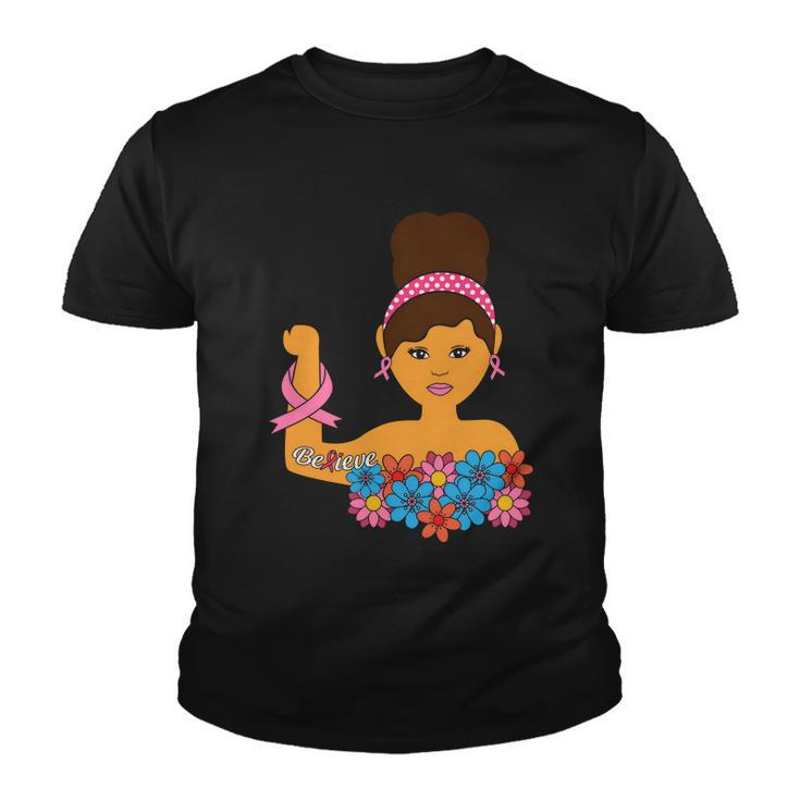 Breast Cancer Warrior Breast Cancer Awareness Flower Awareness Youth T-shirt