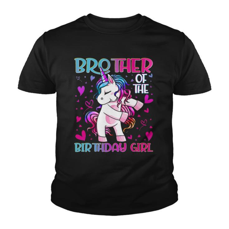 Brother Of The Birthday Girl Flossing Unicorn Brother Gifts Youth T-shirt
